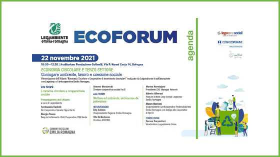 Ecoforum, presentazione dell’Atlante “Economia Circolare e Cooperative di inserimento lavorativo”